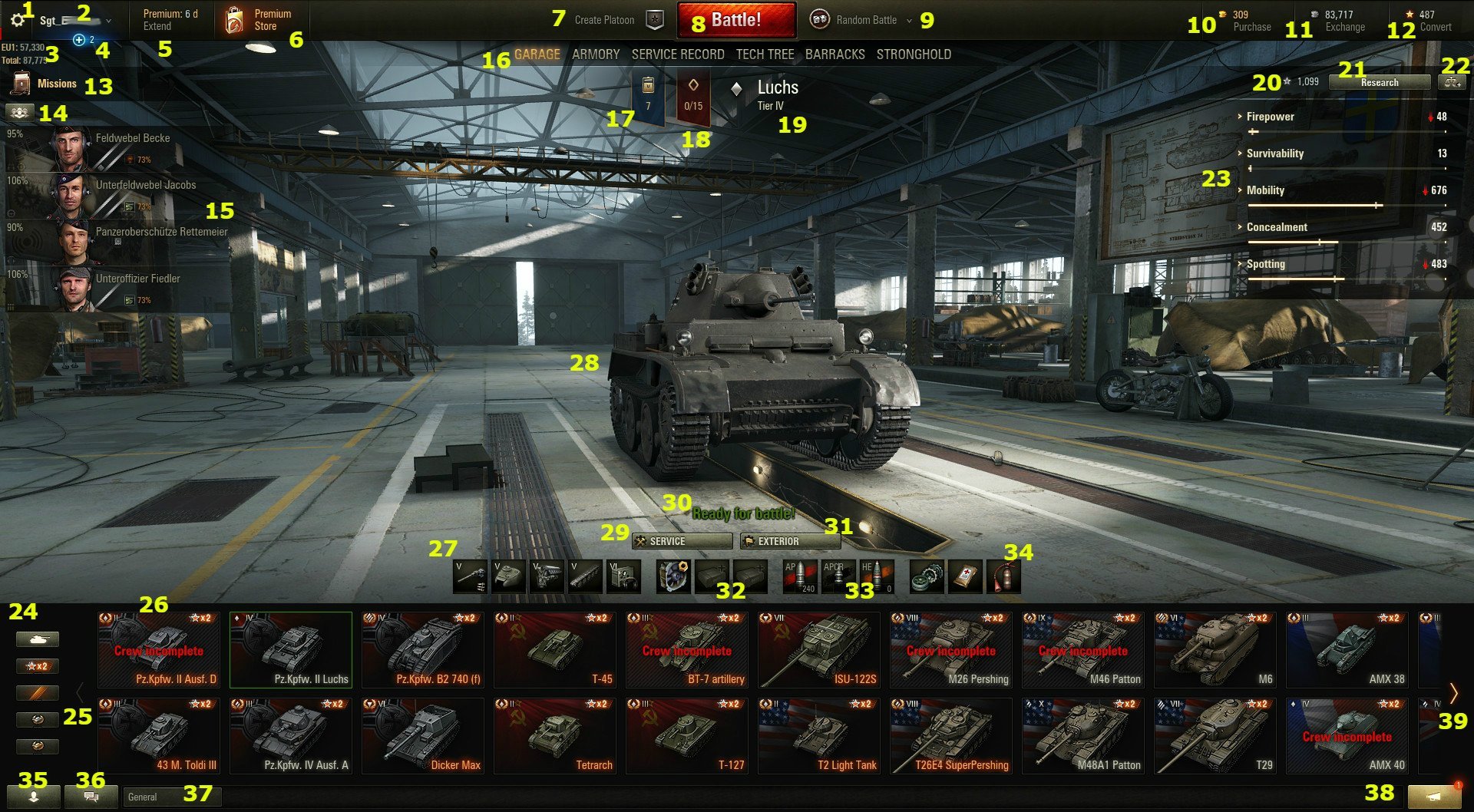 Garage interface (click to enlarge)