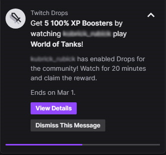 Located in the chatbox. This confirms that the streamer has active Twitch Drops running 