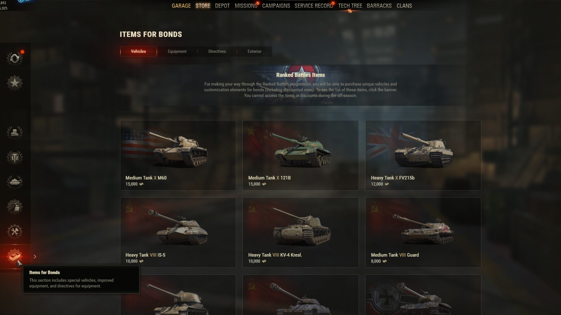 New Bond Shop Items and More Tanks Available General News World Of 