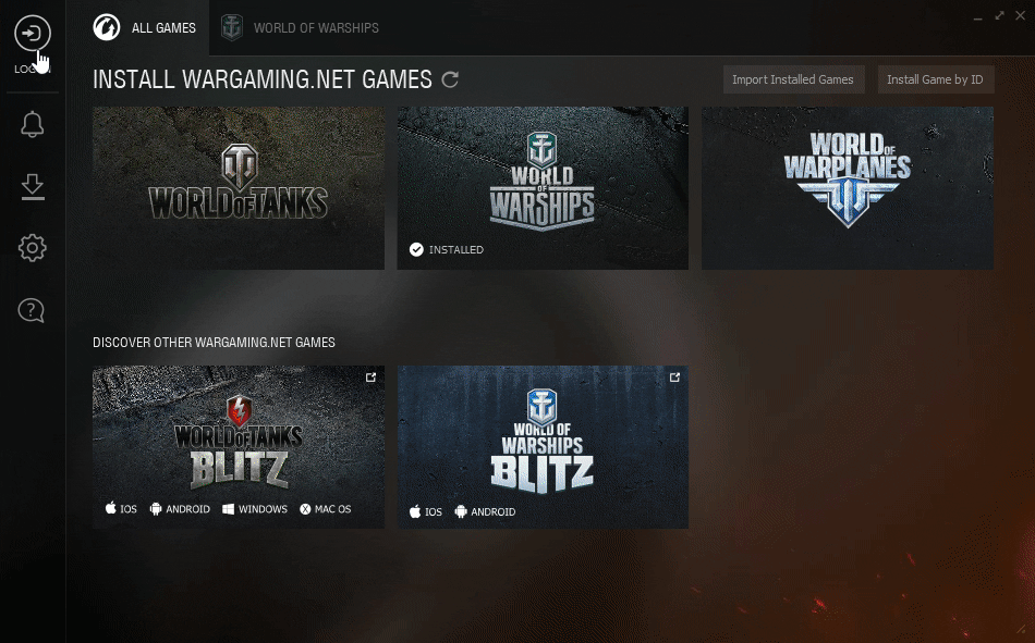 wargaming game center launcher